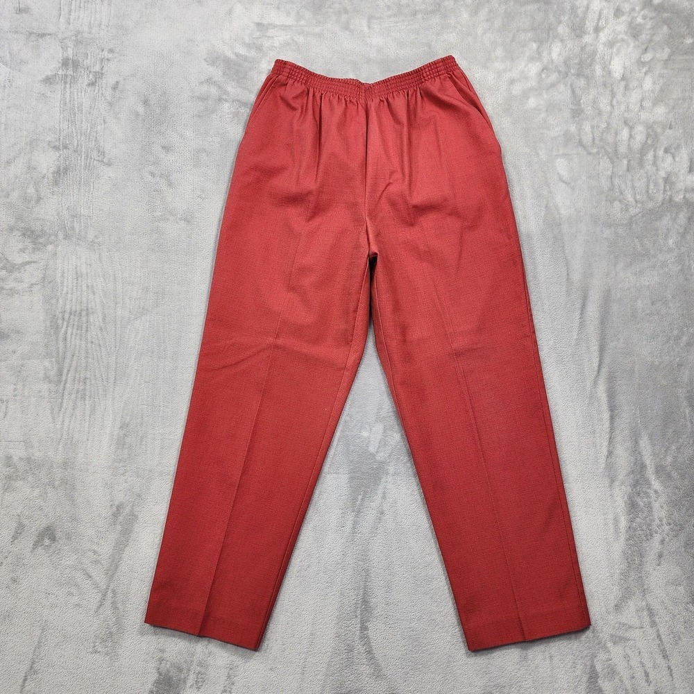 Vintage Alfred Dunner Pants Womens 12P PETITE Red‎ Twill Pull On Relaxed Casual